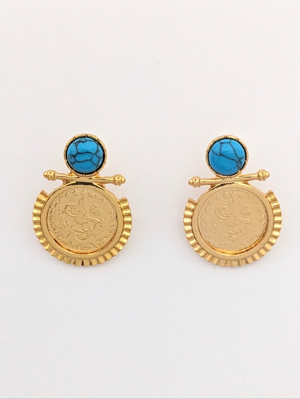 Turquoise Coin Earrings